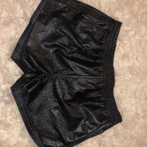 Black leather shorts